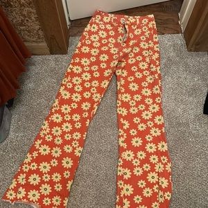 Flowered Flare Jeans